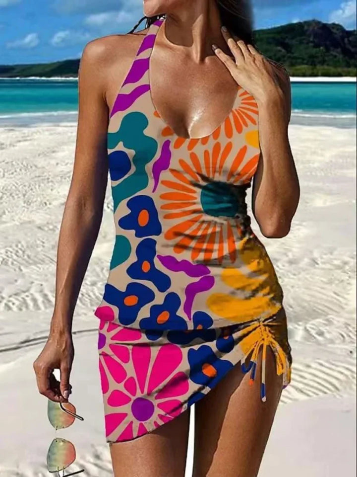 Fiesta | Floral Tankini Set with Tummy Covering Graphic