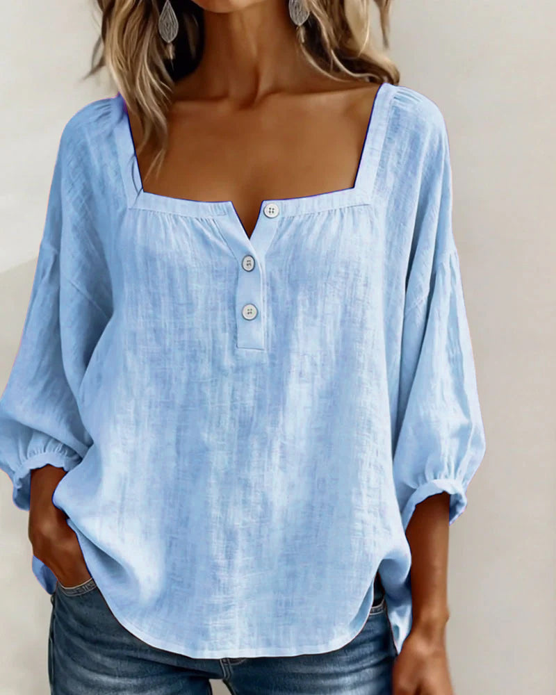 Elina | Elegant Square Collar Blouse