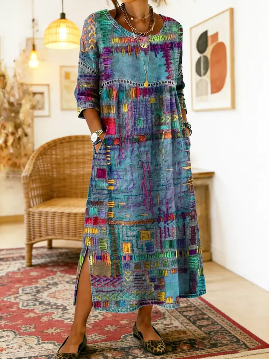 Marjan | Denim Dress with Unique Print