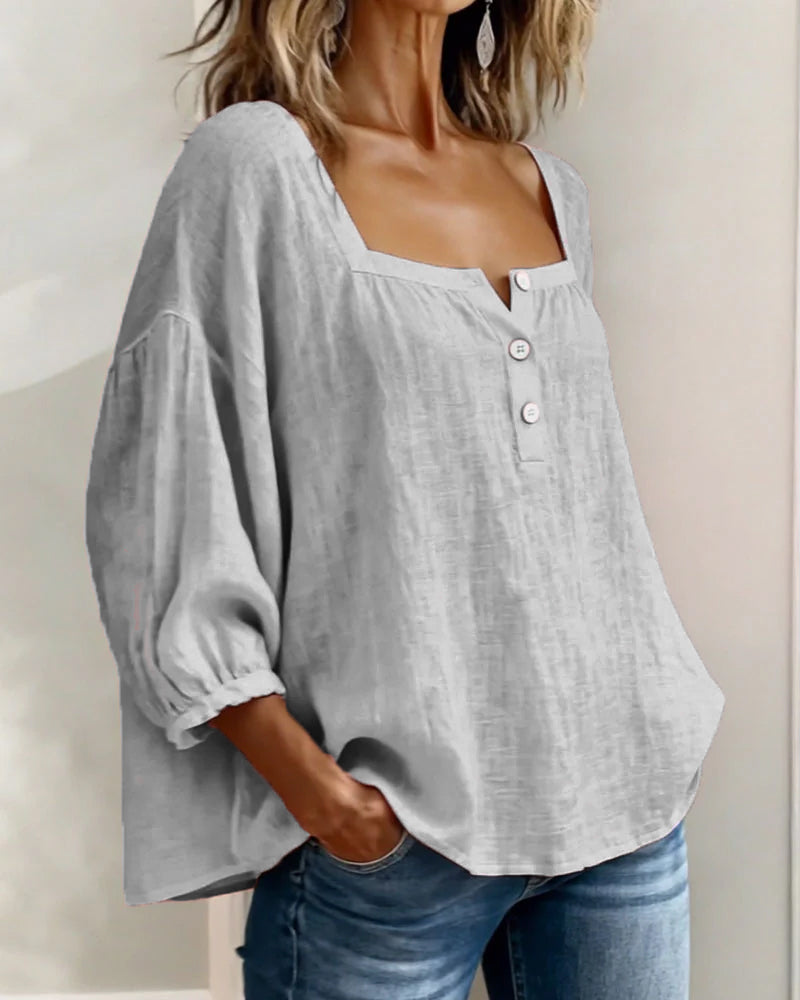 Elina | Elegant Square Collar Blouse