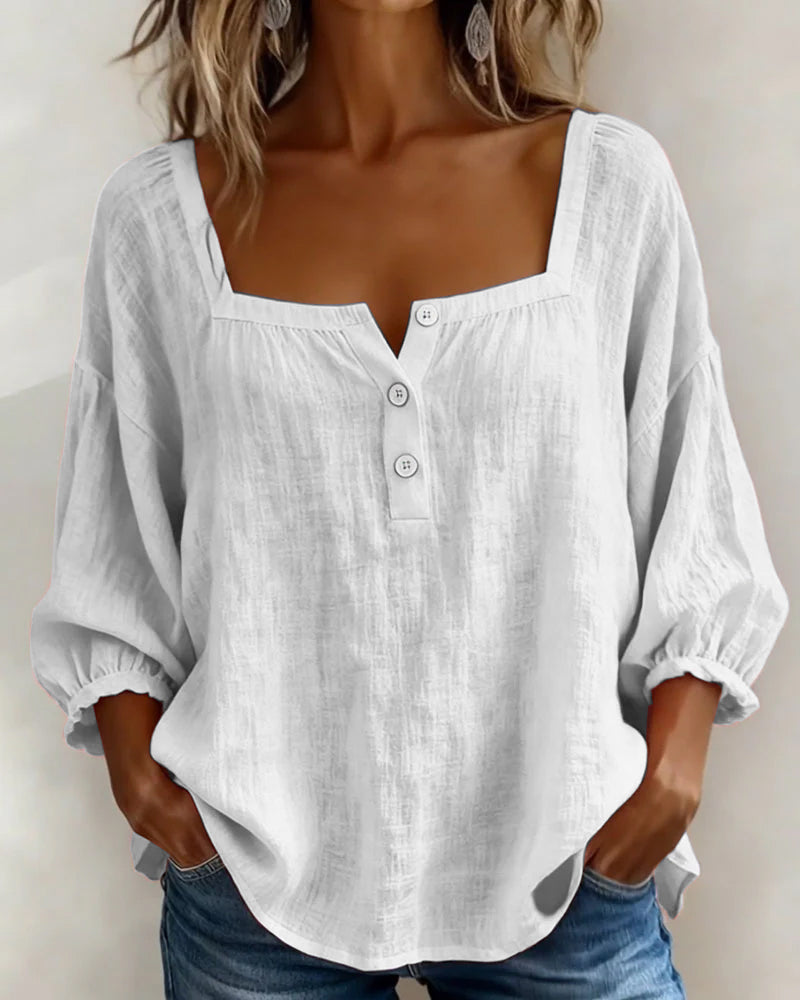 Elina | Elegant Square Collar Blouse