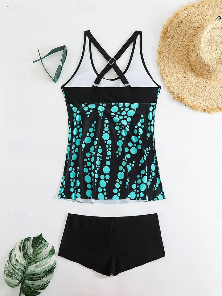 Jade | Tankini Set with Bubble Print that Covers the Stomach