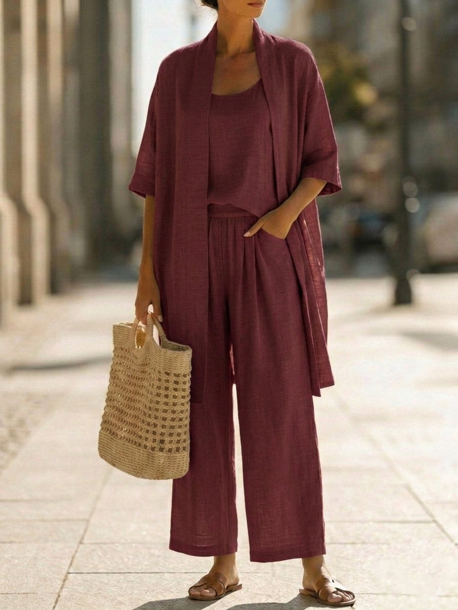 Isabella™ | Effortless Three-Piece Linen-Cotton Set