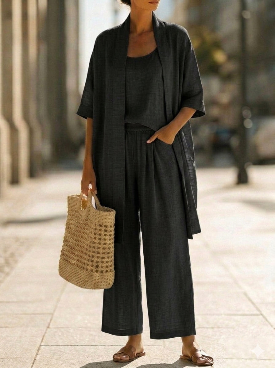 Isabella™ | Effortless Three-Piece Linen-Cotton Set