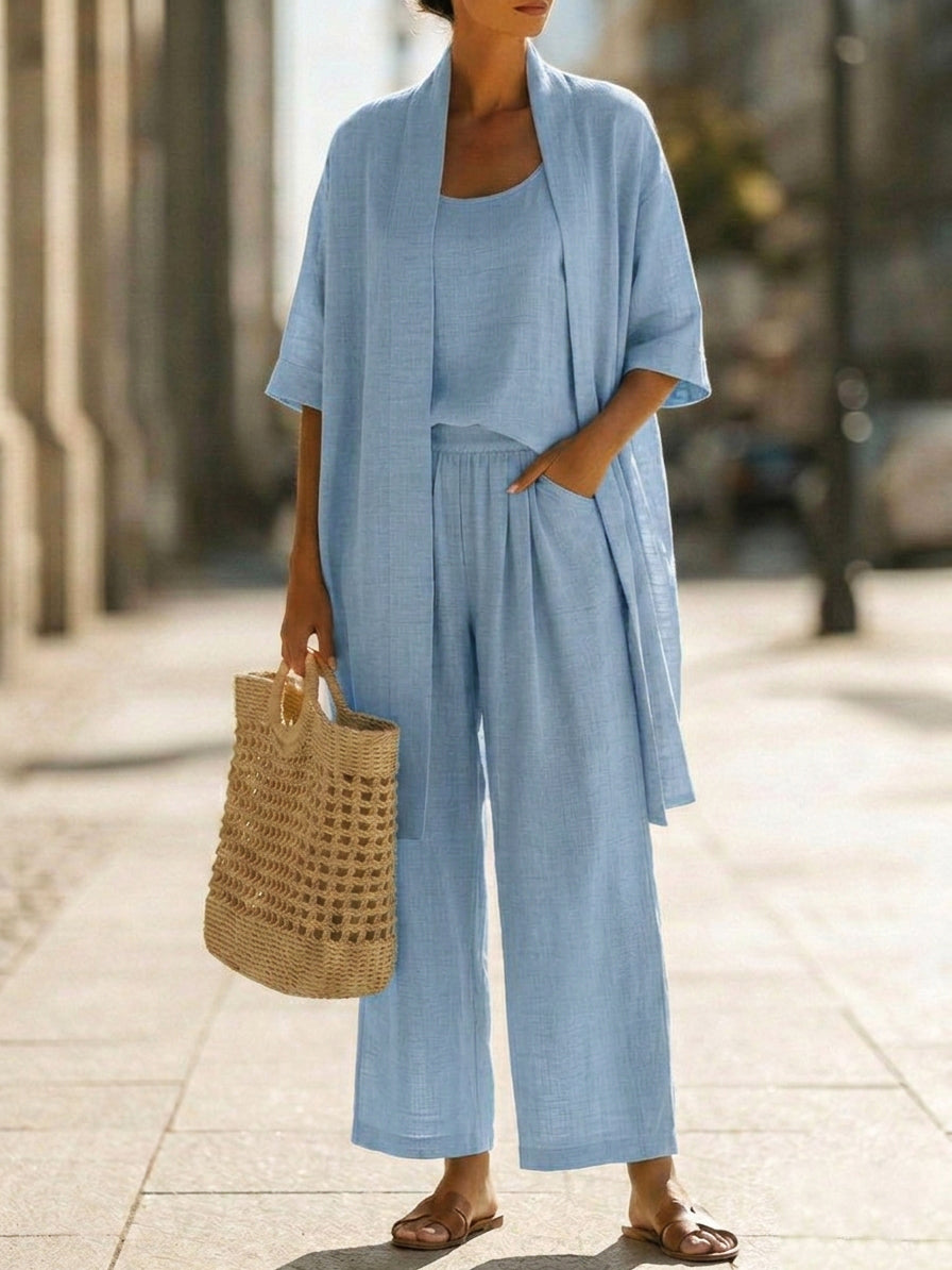 Isabella™ | Effortless Three-Piece Linen-Cotton Set