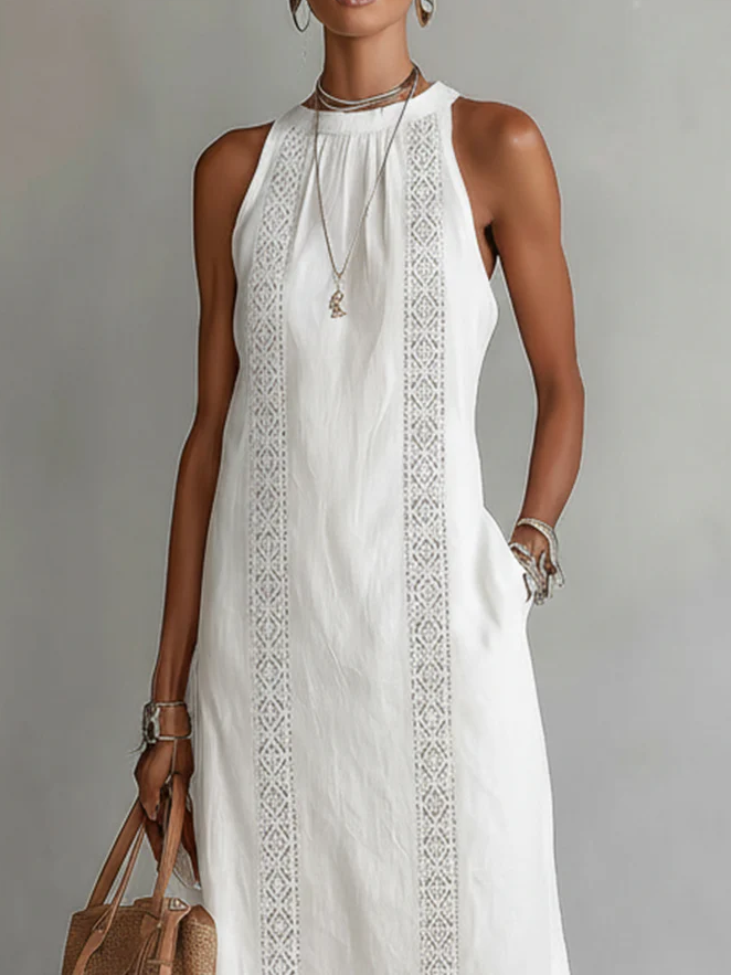 Francine | Linen Midi Dress with Collar