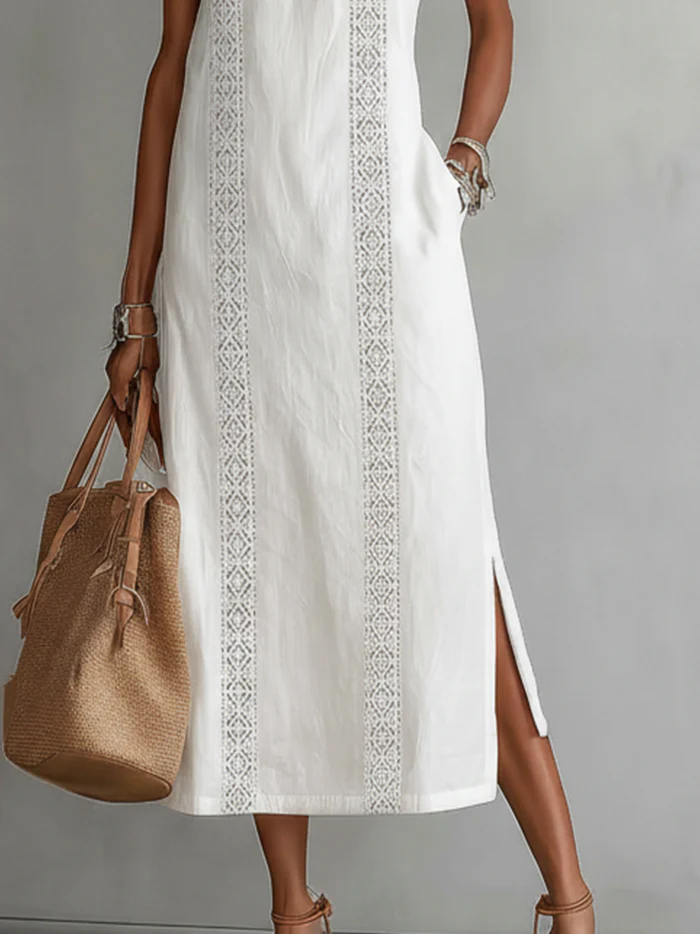 Francine | Linen Midi Dress with Collar
