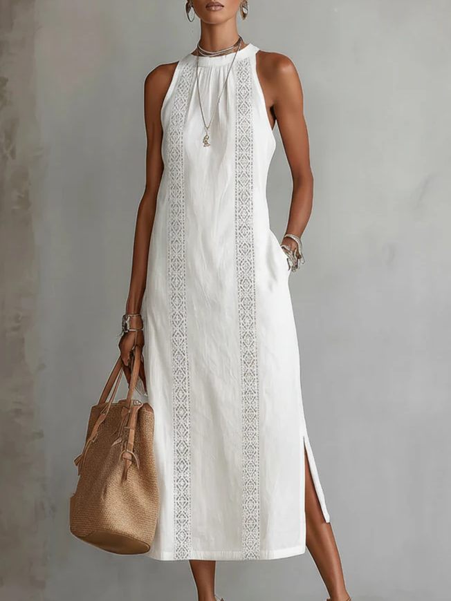 Francine | Linen Midi Dress with Collar