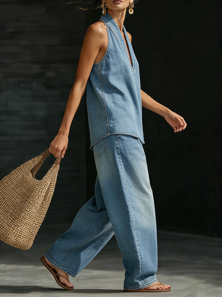 Mary | Minimalist and Comfortable Two-Piece Denim Set