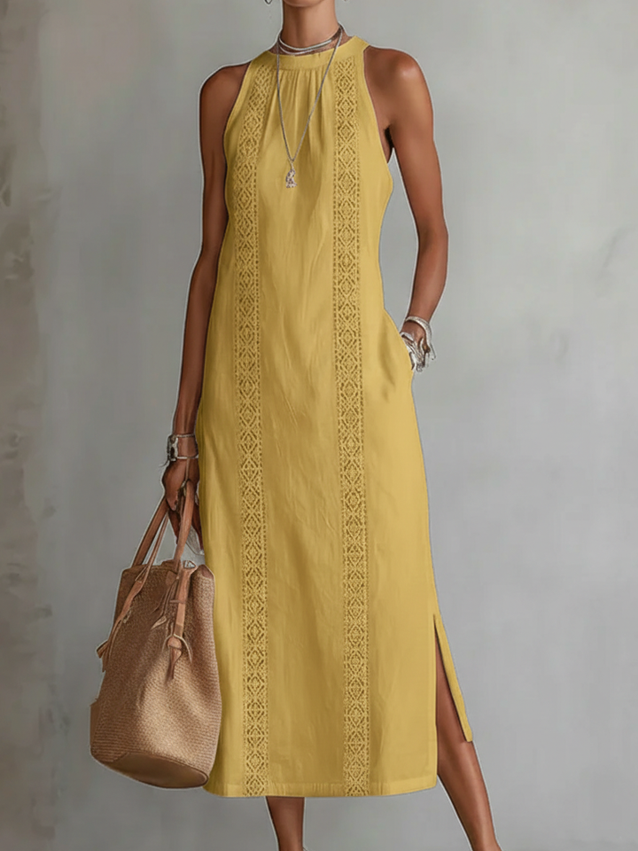 Francine | Linen Midi Dress with Collar