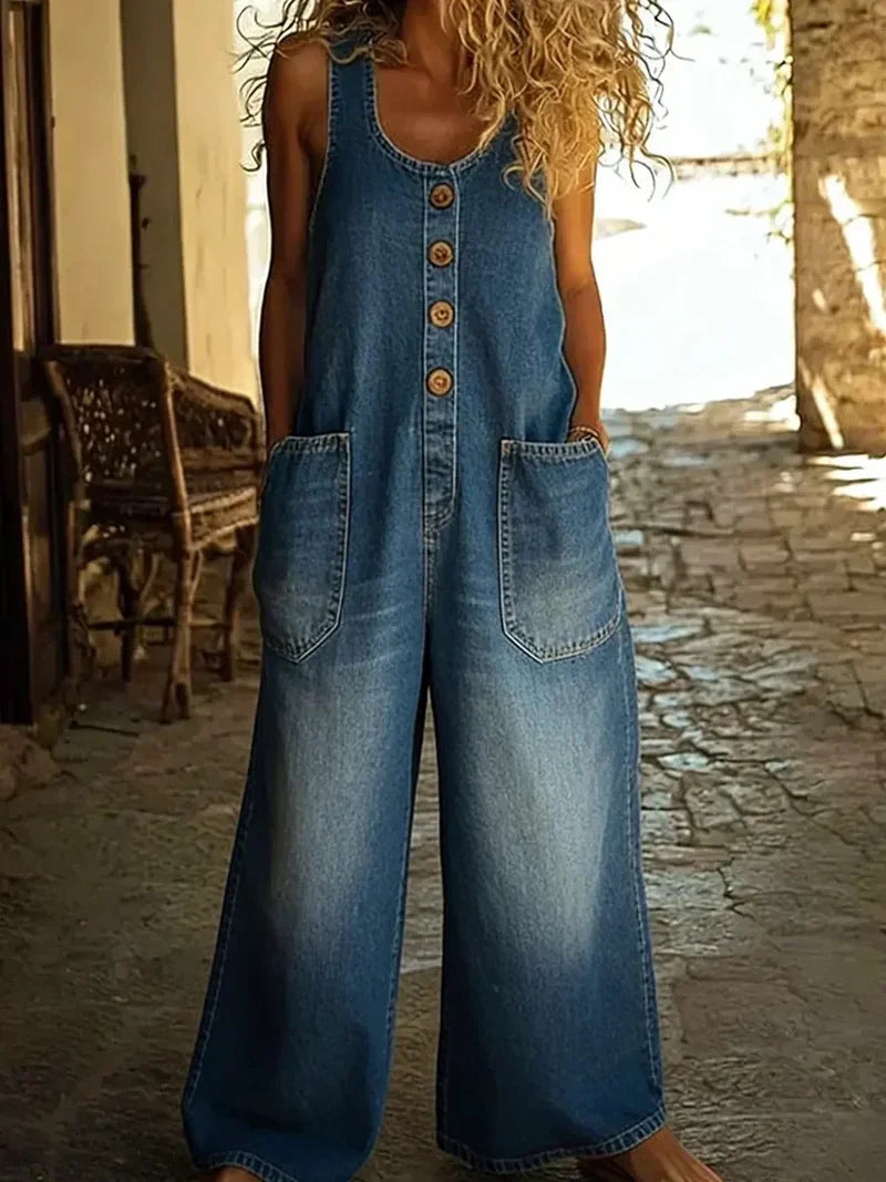 Liva | Cotton Denim Overall, Vintage Style
