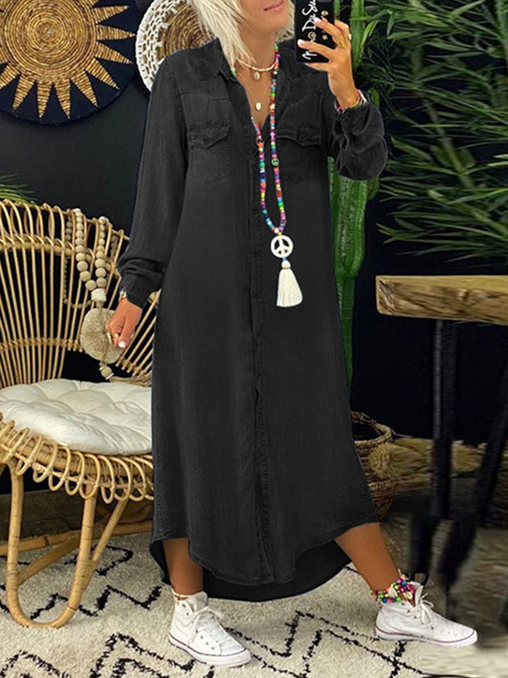 Helen | Elegant Casual Long Denim Shirt Dress
